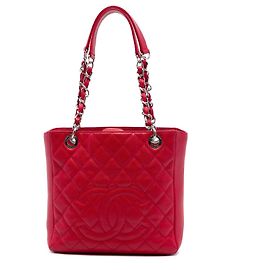 Borsa Chanel Caviar Petite Shopping Tote Rossa