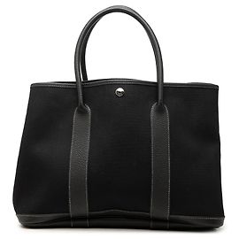 Hermès Garden Party 36 Tote Bag aus Toile und Negonda in Schwarz