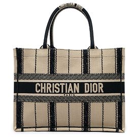 Dior Medium Book Tote aus bestickter Canvas Bayadere Beige