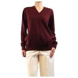 Crimson Pull en cachemire col en V bordeaux - size L