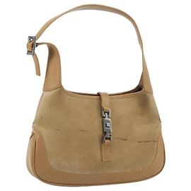 GUCCI Jackie Shoulder Bag Suede Beige Silver 001 3735