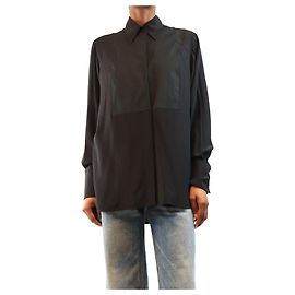 Victoria Beckham Camisa negra con panel contrastado - size UK 6