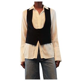 Céline Chaleco de cachemira negro - size UK 6