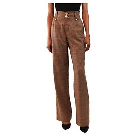 Autre Marque Pantalones de pata de gallo marrones - size UK 8