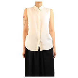 Theory Ärmellose Seidenbluse in Creme - Größe M