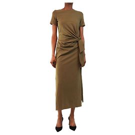 SéZane Abito midi a maniche corte arricciato kaki - size XS