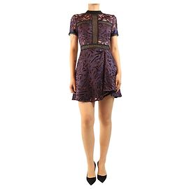 Self portrait Mini vestido bordado púrpura - size UK 10