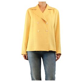Autre Marque Doppelreihige Tweed-Jacke in Gelb - size UK 12