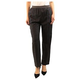 Agnona Pantalon en laine élastiqué marron foncé - size UK 10
