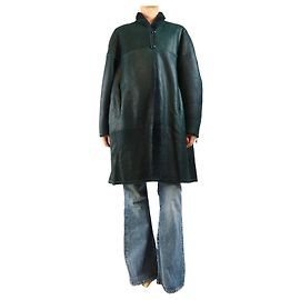 Isabel Marant Abazoe Wendbarer Shearling-Mantel dunkelgrün - size UK 10