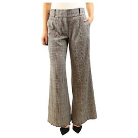 Frame Denim Pantalones wide leg de cuadros pied-de-poule marrones - size UK 10
