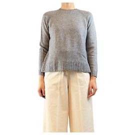 Autre Marque Grauer Merino-Kaschmir-Pullover - Größe S