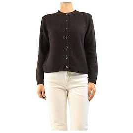 Autre Marque Conjunto de camisola e cardigan em cashmere e merino castanho escuro - size S