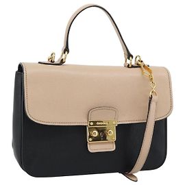 Miu Miu Ready lock Hand Bag Leather 2way Black Gold
