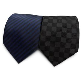 Set Cravatta in Seta Louis Vuitton in Nero e Blu Navy
