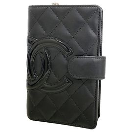 Portafoglio Chanel Cambon in pelle di agnello nero