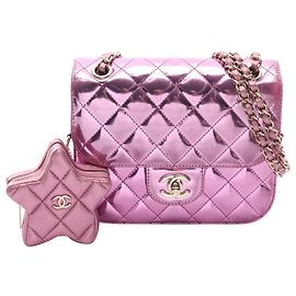 Chanel Pink Mini Quilted Metallic Mirror Calfskin Hollywood Boulevard Flap