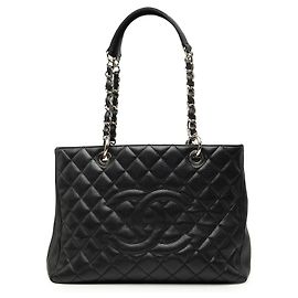 Borsa Chanel Grand Shopping Tote in pelle caviar nera