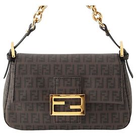 Fendi Brown Mini Zucchino Spalmati Chain Mamma Forever