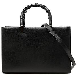 Tote Gucci Cinghiale Bamboo in pelle nera