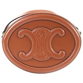 Céline Celine Bolso Bandolera Oval Cuir Triomphe de Piel de Becerro Marrón