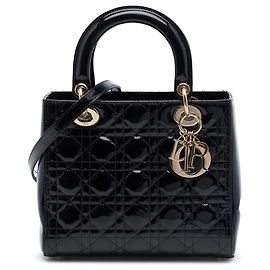 Dior Black Medium Patent Cannage Lady Dior