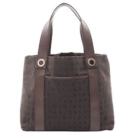 Bulgari Borsa Tote Bvlgari Logomania in tela marrone