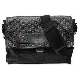 Borsa a tracolla Gucci Black Guccissima Web