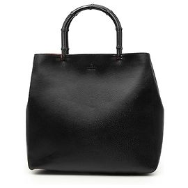 Tote Gucci em pele de porco preta com bambu