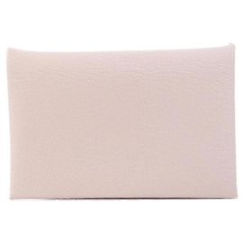 Hermès Tarjetero Hermes Calvi Pink de piel Chevre