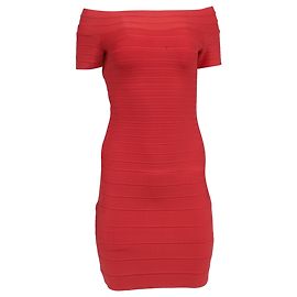 Mini abito aderente Herve Leger in rayon rosso