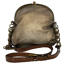 Clutch da sera vintage Marni in pelle oro metallizzato