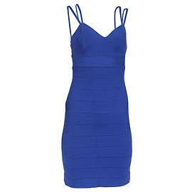 Vestido mini de tirantes Herve Leger en rayón azul