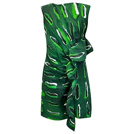 Vestido corto Dries Van Noten x Len Lye con estampado abstracto y fruncidos en algodón verde