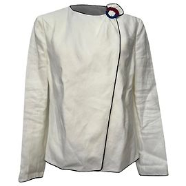 Giorgio Armani Blazer mit Applikationen aus weißem Leinen