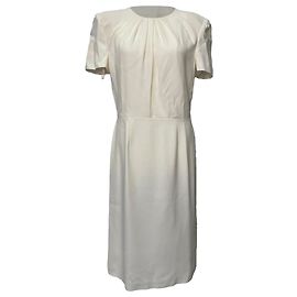 Vestido midi de manga corta Alexander Mcqueen en viscosa blanca