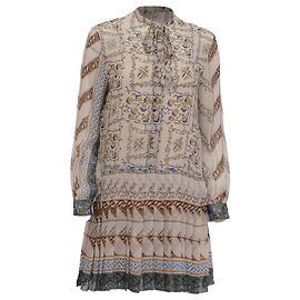 Vestido corto plisado estampado Dior en seda multicolor