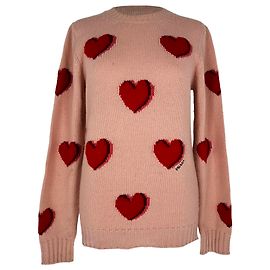 Jersey de punto Prada con corazón en lana rosa