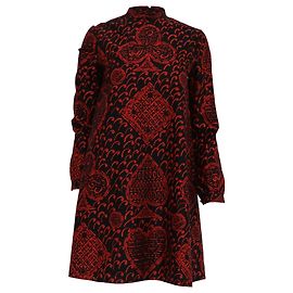 Mini abito a maniche lunghe con stampa grafica Dior in cotone rosso