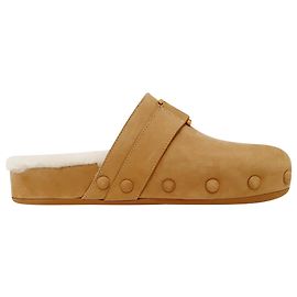 Pantofole in shearling decorate Marcie di Chloé in camoscio marrone