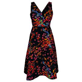 Autre Marque Saloni V-Ausschnitt Midi-Kleid mit Blumenprint aus multicoloured Polyester
