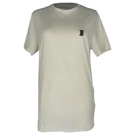 T-Shirt aus weißer Baumwolle mit Burberry-Logo-Stickerei