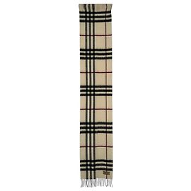 Sciarpa in cashmere crema con stampa Giant Check e frange Burberry