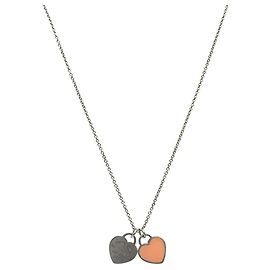 Tiffany & Co Collana in argento doppio cuore rosa