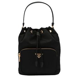 Prada Duet Nylon Bucket Bag Black