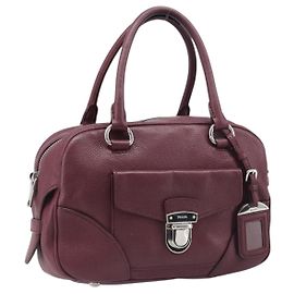 Prada Front Pocket Pushlock Convertible Boston Vitello Daino Small