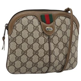 GUCCI GG Supreme Web Sherry Line Bag PVC Beige Gold 98 02 047