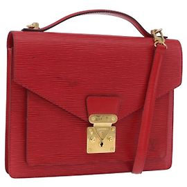 LOUIS VUITTON Epi Monceau 28 Hand Bag 2way Red M40783 LV