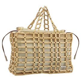 Salvatore Ferragamo Hand Bag Canvas Beige Silver