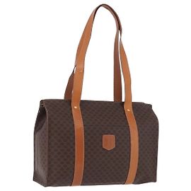 Céline CELINE Bolso Tote de lona Macadam PVC Marrón Dorado